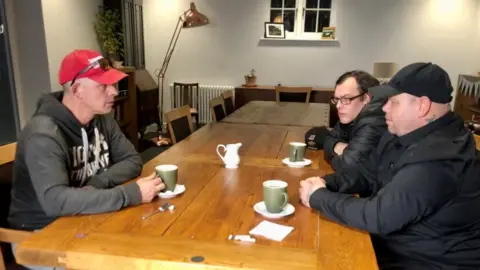 Jack Barnes (red cap), Mark Mansfield (not quoted) and Tony Turner (black cap)