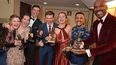 Getty Images Scarlet Wilderink, Romina Hytten, Tom Stacy, Tom Larkin, Daisy Franks, Fred Davis and Habib Nasib Nader, the team who operate the tiger in Life of Pi