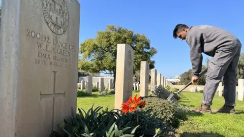 BBC Mohammed Atalah tending a grave