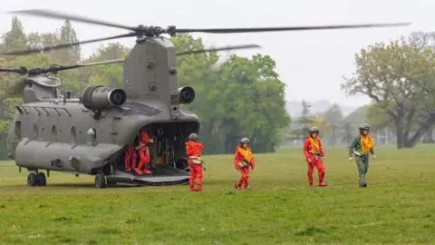 iSle of Wight Council Chinook helicopter at Seaclose Park in Newport