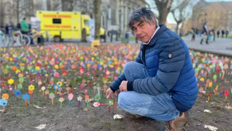 BBC Flowers planted on College Green, Bristol, to remember lives lost through drugs