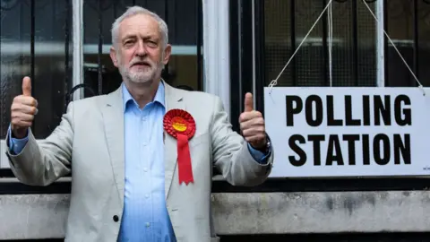 Getty Images Jeremy Corbyn outside a polling station