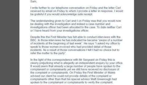 Email from solicitor to the Labour party