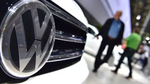 Getty Images A Volkswagen logo on a VW Tiguan, 2016