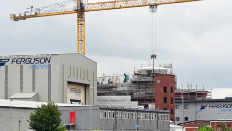 Getty Images Exterior of Ferguson marine with a crane working on Glen Rosa