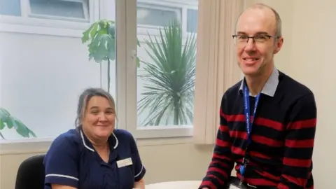 Dr Louise Foulsham-McFall, Acute Pain Specialist, and Dr Paul Slater, Consultant Anaesthetist, at Northampton General Hospital