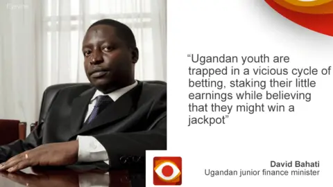 BBC David Bahati on left, quote: "Ugandan youth are trapped...."