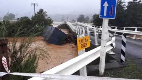 Reuters Debris is carried by a river in Bainham, New Zealand, 20 February 2018