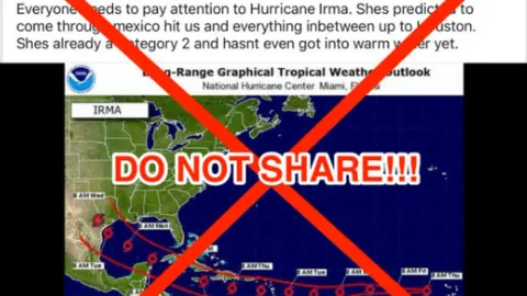 @spann Graphic warning people not to share misinformation regarding Hurricane Irma