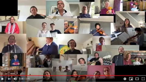 YouTube/Church of the Resurrection Members of the church sing Hosanna for Pentecost Sunday on their YouTube channel