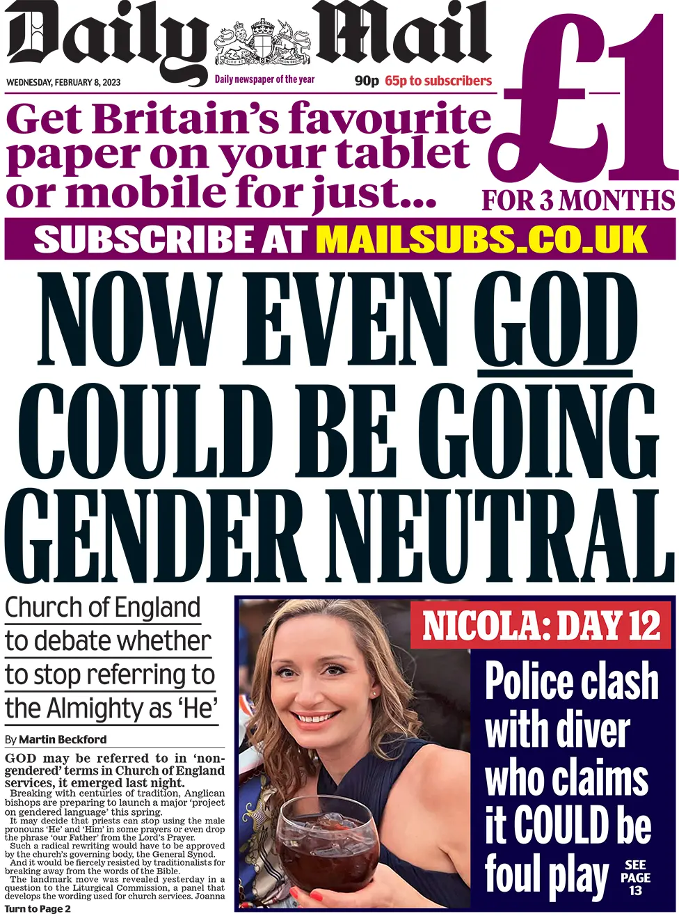 Daily Mail front page
