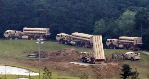 Reuters Terminal High Altitude Area Defence (THAAD) interceptors are seen as they arrive at Seongju, South Korea, 7 September 2017.