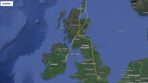 Stu Bearhop map of the tag's movements