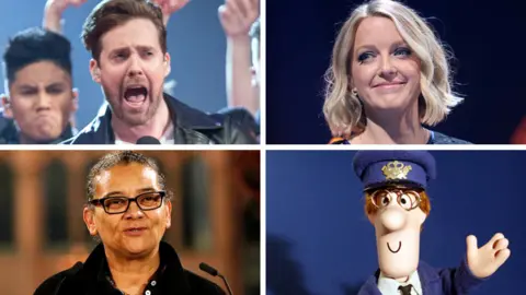 BBC/Reuters Clockwise from top left: Kaiser Chiefs, Lauren Laverne, Postman Pat, Lubaina Himid