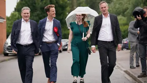 PA Media Sir Keir Starmer, Labour candidate Alistair Strathern , deputy Labour Party leader Angela Rayner and shadow Northern Ireland secretary Peter Kyle