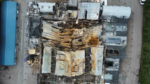 Dawid Wojtowicz/BBC Baldock blaze aftermath - aerial