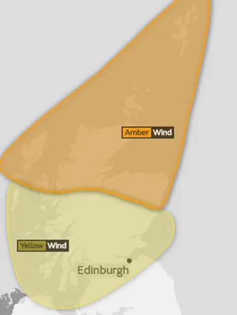 Met Office Met Office amber and yellow warnings for Thursday