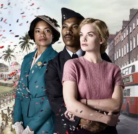 Ruby Television Production/AL Films Naomie Harris, Ashley Walters and Ruth Wilson in Small Island
