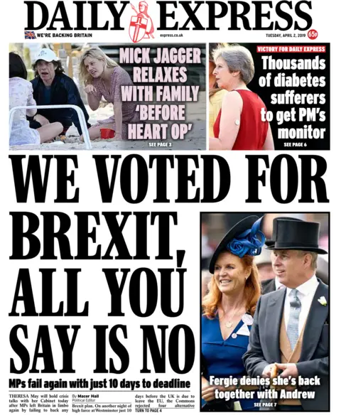 Tuesday's Daily Express front page