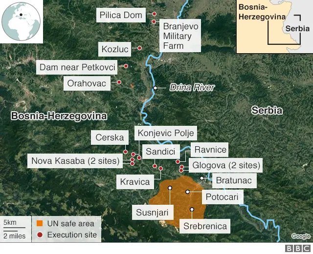 Map: Events around Srebrenica in July 1995