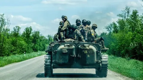 Getty Images A Ukrainian troop transporter