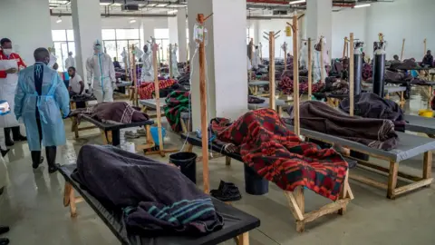 Zambia presidecy/Facebook  Cholera patients at Heroes Stadium Cholera Treatment Centre in Lusaka