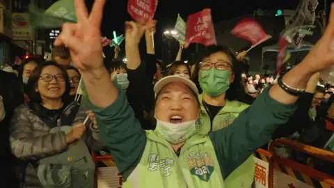 DPP supporters celebrate Taiwan election