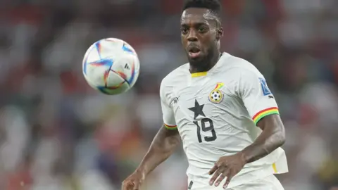 Getty Images Black Stars player Inaki Williams looks at a ball during a match against South Korea in Qatar - 28 November 2022