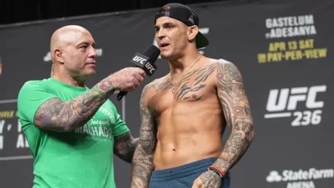 Getty Images Dustin Poirier speaks with Joe Rogan
