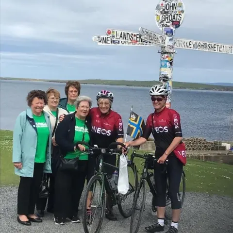 Facebook Mavis Paterson Macmillan staff and volunteers joined her and cycling companion Heather Curley