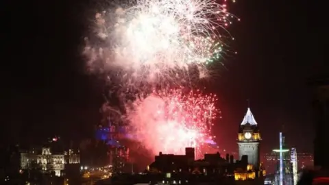 BBC Hogmanay fireworks over Edinburgh