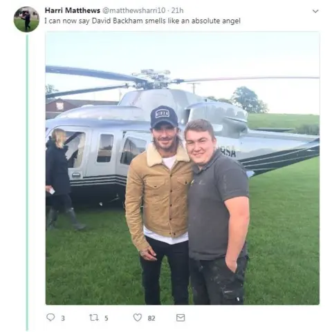 @matthewsharri10 / Twitter Tweet from a fan about Beckham's visit