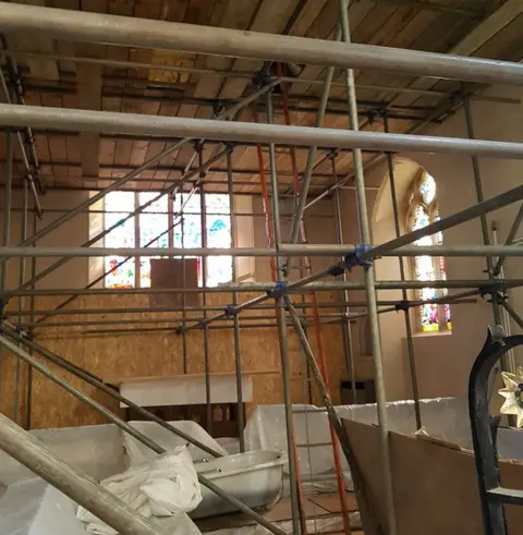 St John's Church Scaffolding in the chancel of St John's Church, Elmswell