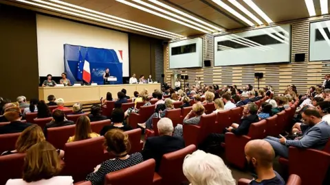 Getty Images Greta Thunberg addresses the National Assembly in Paris