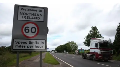 PA Vehicle crossing the border between Northern Ireland and the Republic of Ireland