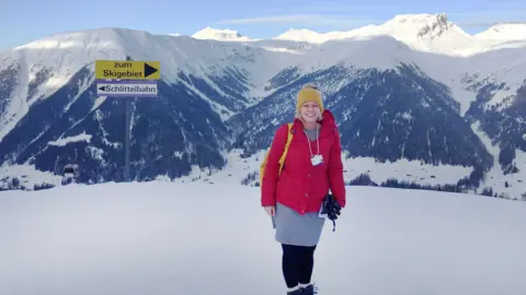 BBC Katie Hope at top of mountain