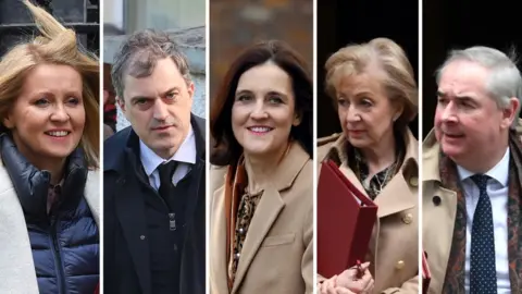 PA Media/AFP/EPA Esther McVey, Julian Smith, Theresa Villiers, Andrea Leadsom, Geoffrey Cox