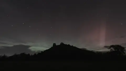 Mathew Browne Edited image of Northern Lights over Dryslwyn Castle in Carmarthenshire