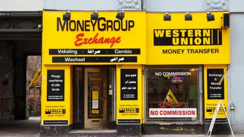 Getty Images The facade of a Western Union shop ain Denmark