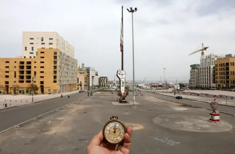 Mohamed Azakir / Reuters A pocket watch seen in Martyrs' Square in Beirut, Lebanon