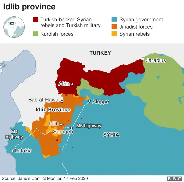 Map showing control of north-western Syria (17 February 2020)