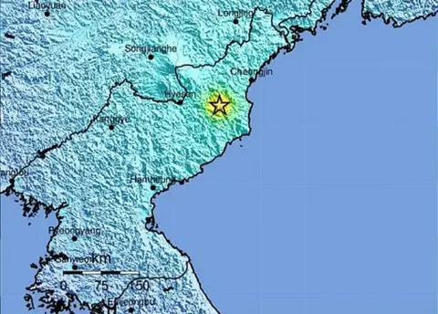 EPA/USGS USGS haritası Kuzey Kore'deki sarsıntının yerini gösteriyor