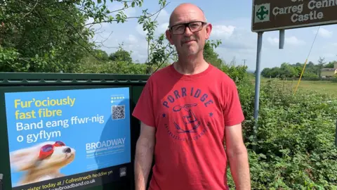 Simon Williams. One of the volunteer co-ordinators for the fibre project in the Dyffryn Cennen area