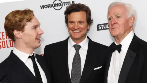 Getty Images (L-R) Actors Benedict Cumberbatch, Colin Firth and writer John le Carre at the premiere of the film adaptation of Tinker Tailor Soldier Spy in 2011, London