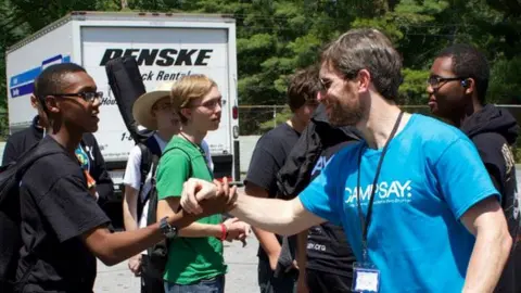 University of Manchester Richard Stephens with camp students