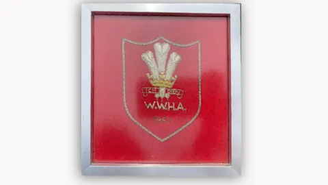 Framed hockey badge from a blazer