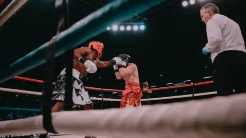 Getty Images KSI in the ring against Joe Weller