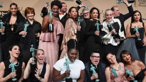 Getty Images The cast of 'Orange is the New Black', winners of the Outstanding Ensemble in a Comedy Series award in the press room during the 23rd Annual Screen Actors Guild Awards at The Shrine Expo Hall on January 29, 2017