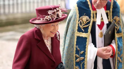 AFP The Queen arrives at Westminster Abbey