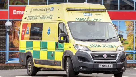 Danny Lawson/PA Media Yorkshire ambulance outside A&E department